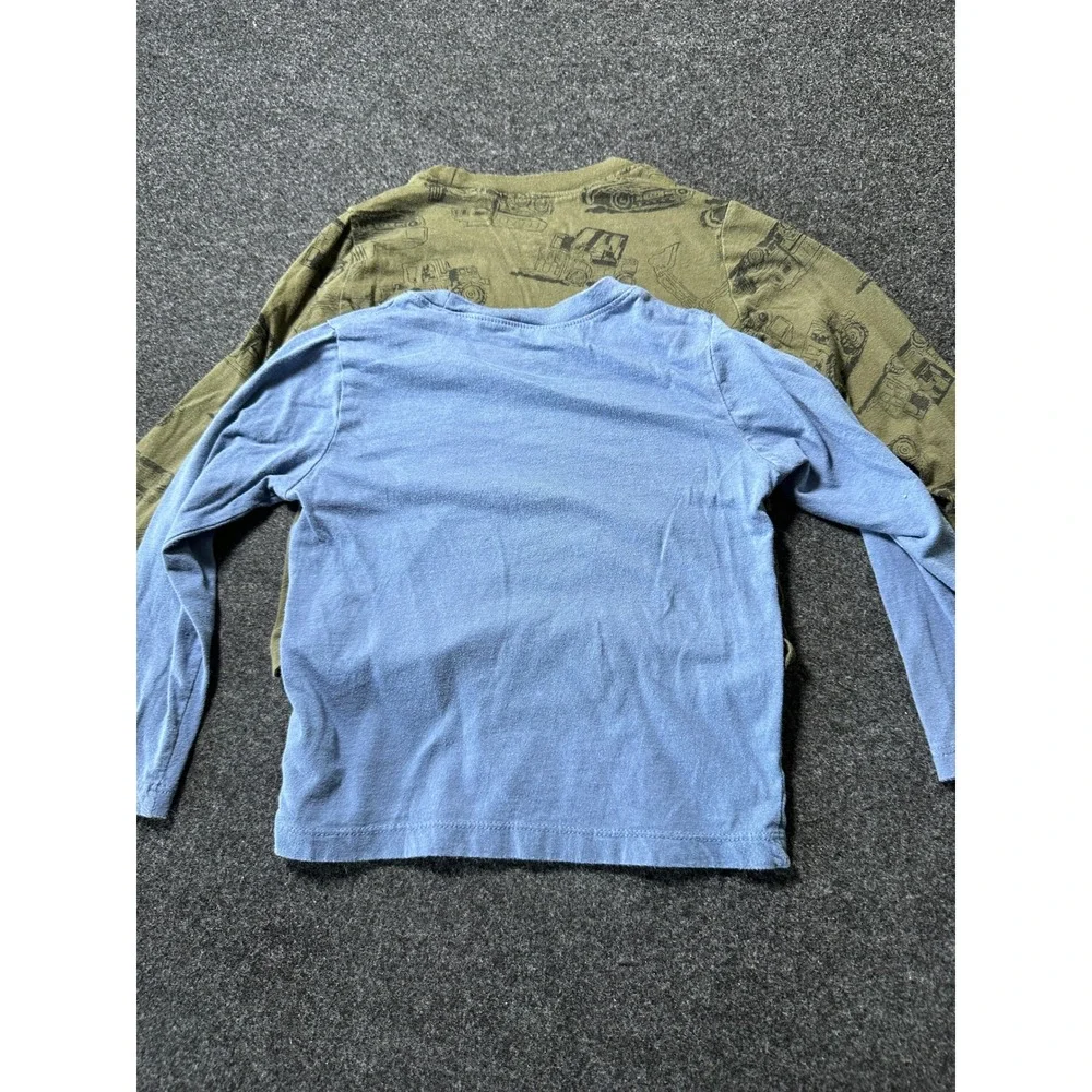 Baby Gap Boys 3 Pack Long Sleeve T-Shirts Navy Blue Olive Green Construction 4Y